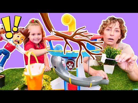 Spielzeug Video für Kinder. Nicole und Derin bringen die Paw Patrol Basis in Ordnung.
