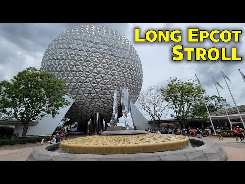 Long Relaxing Stroll - Epcot Future World on a Beautiful Cloudy Day - Walt Disney World