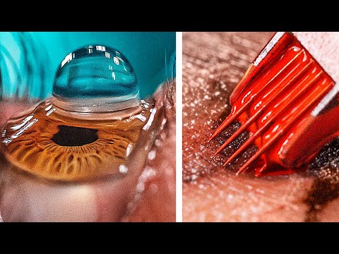 Tattooing Close Up in 4K Slow Motion/ Human Eye Close Up in Macro