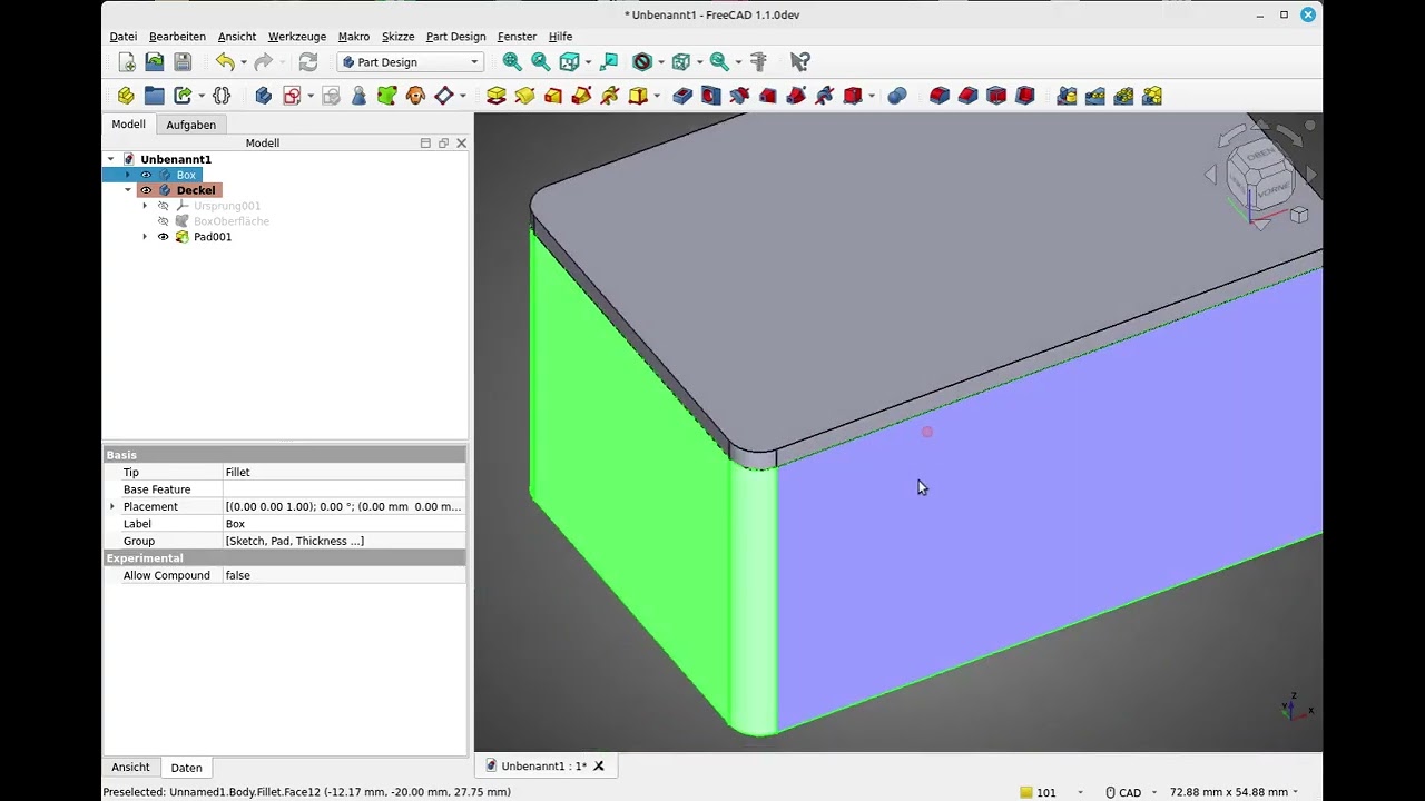 FreeCAD abhängige Körper