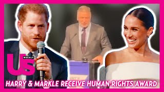 Prince Harry & Meghan Markle Applaud Alec Baldwin Speech & Receive Human Rights Award