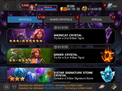 2 Attempts on 6-star Tigra + 5 Star Basic Crystal Opening