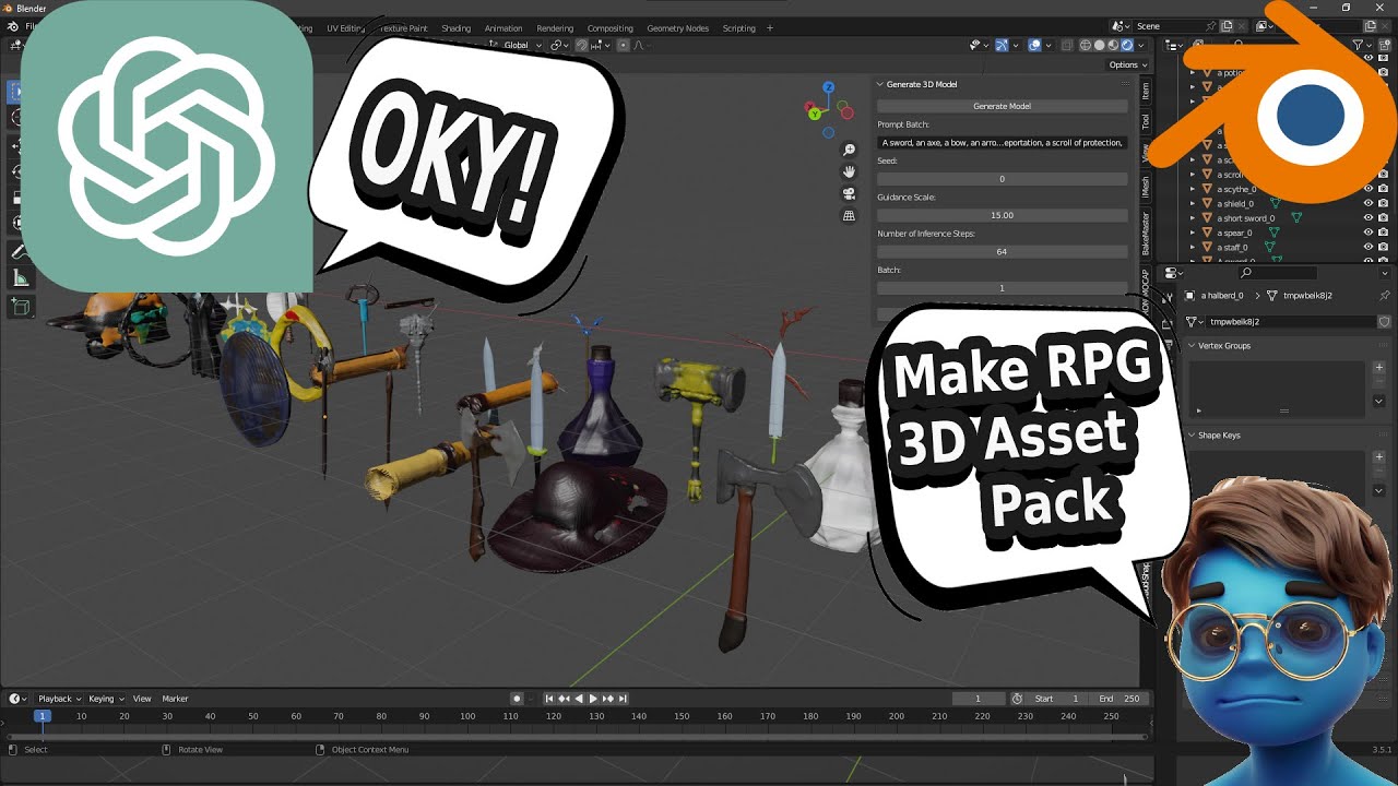 OpenAI Text to 3D Model Addon in Blender
