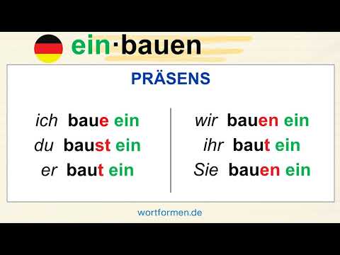Konjugation des Verbs „einbauen“ in allen Zeitformen und allen Modi