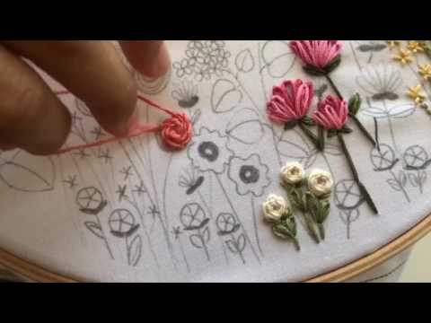 Stem Stitch Flower Rose Tutorial