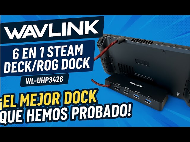 Vídeo relacionado con WAVLINK Base para Steam Deck, estación de Acoplamiento 6 en 1 para Steam Deck/ROG Ally con HDMI 2.1 4K a 144 Hz, Entrada PD de 100 W, 3 Puertos USB 3.2 de 10 Gbps y RJ45 Gigabit.