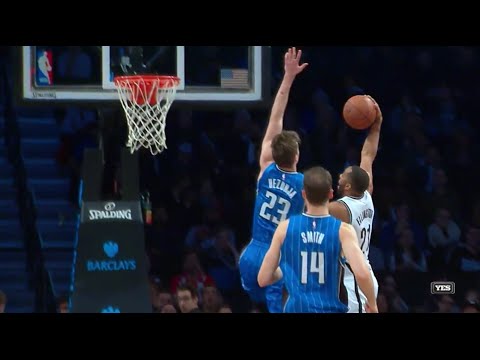 Mario Hezonja MONSTER block on Wayne Ellington