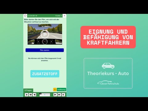 Zusatzstoff - Eignung und Befähigung von Kraftfahrern  - Theoriekurs Auto (B)