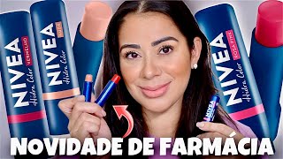 HIDRATANTE LABIAL COM COR NIVEA HIDRA COLOR // NOVIDADE DE FARMÁCIA