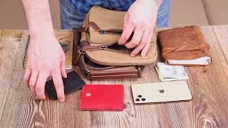 Небольшая мужская сумка из плотного текстиля 21226 Vintage коричневая