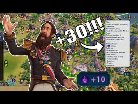 Civ 6 | An Insane +30 Theatre Square - Brazil Is INSANE (#2 Deity ++ Brazil Civilization VI)