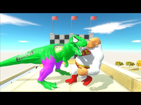 HULK T-REX VS WHITE SUPERMAN GORO & DEADPOOL BRACHIO DEATH CLIBM - Animal Revolt Battle Simulator