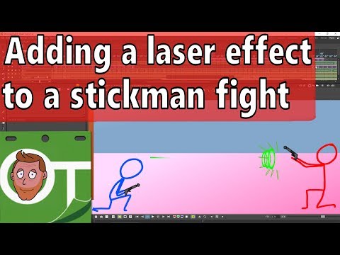 Stickman fight after adding laser effect (pt3 using a sub xsheet) - OpenToonz Tutorial