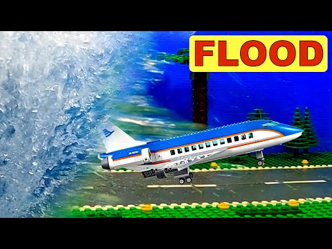 LEGO FLOOD AIRPORT - PLANES Take Off to ESCAPE the WAVES - DISASTER Action MOVIE - ep 77