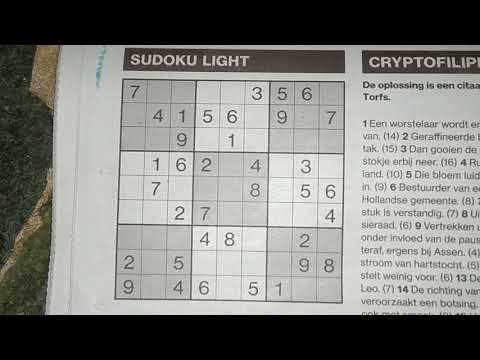 Beginners level, a Light Sudoku puzzle (with a PDF file) 06-14-2019 part 1 of 2