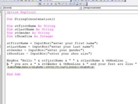 13. Introduction to Programming with VBA - String Concatenation