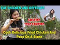 Cook Delicious Fried Chicken And Poop On A Stone Solo Camping