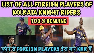 IPL 2021 - Kolkata Knight Riders 2021 Squad - Foreign players | KKR 2021 team  | KKR 2021 ipl team