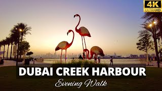 Dubai Evening Walk! Beautiful DUBAI CREEK HARBOUR | Popular Place in UAE | Near Downtown Dubai 4K