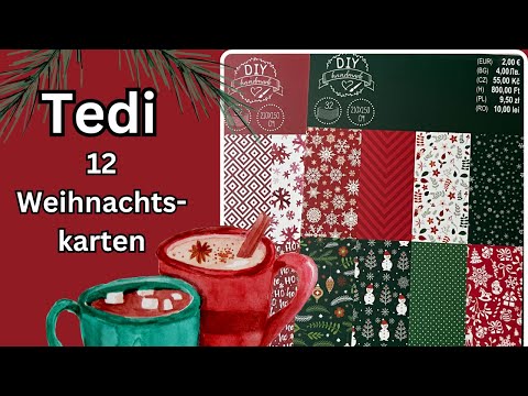 Tedi! 12 Weihnachtskarten zwei Blöcke in rot-grün