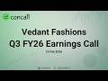 Vedant Fashions Q3 FY26 Earnings Conference Call Concall In