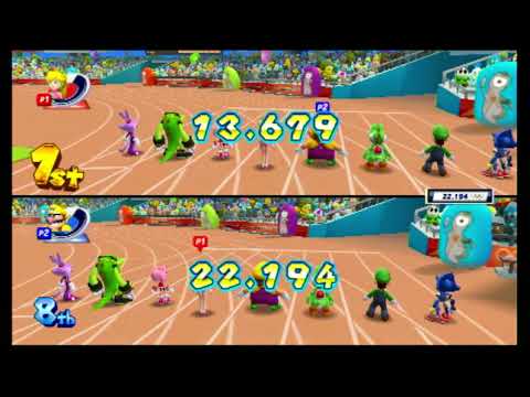 Mario and Sonic at the London 2012 Olympic Games: Wario Loses to Peach in 100m Sprint