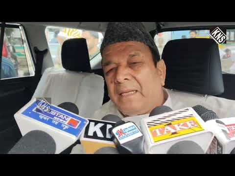J&K Legislative Assembly Speaker Abdul Rahim Rather spoke to the media at Naseem Bagh during the tribute programme for Begum Akbar Jehan Abdullah.