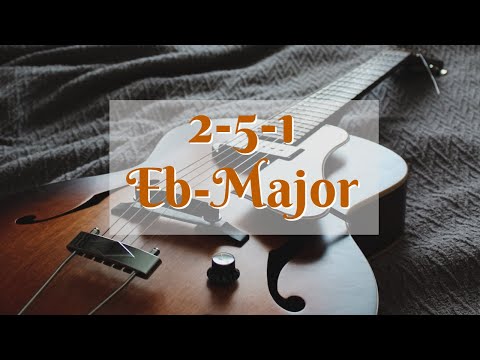 2 5 1 Eb Major Jazz Guitar Backing Track | Brush Drums II V I Eb Major | Scale Cheat Sheet Below