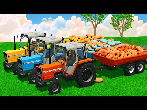 LOADING & TRANSPORTING DONUTS WITH LANDINI TRACTORS - Farming Simulator 25
