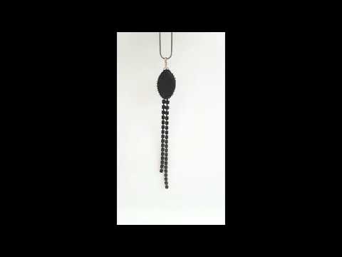 Подвес кулон черный с кристаллом и стразовыми цепочками Black Chain Ручная работа - фото 1 - id-p1418683802