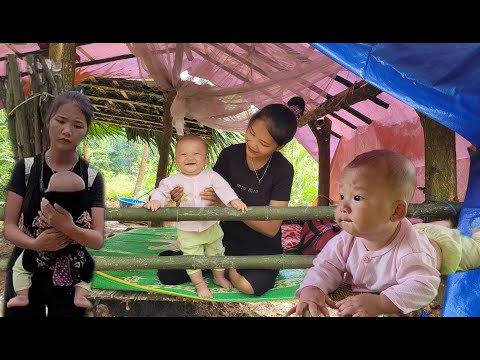 chopping firewood change rice,simple meal ofmother and son