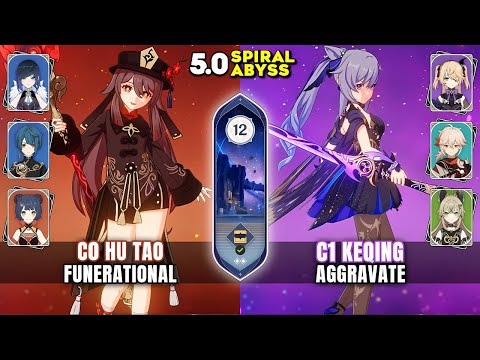 C0 Hu Tao Funerational & C1 Keqing Aggravate | Spiral Abyss 5.0 | Genshin Impact - Ditusi