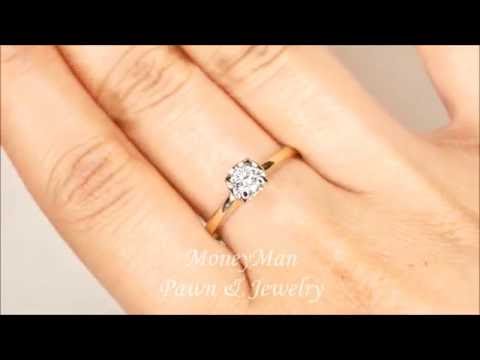 MoneyMan Pawn Jewelry - Two Tone Round 0.30 CT TDW SI1 K Brilliant Diamond Solitaire Ring