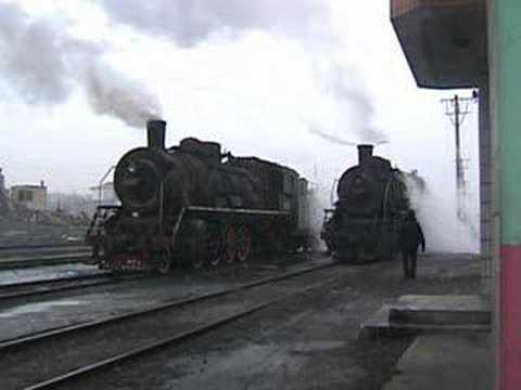 Chinese Steam - SY class steam locomotives 0341 & 1340 at Hengshan, Jixi, Heilongjiang