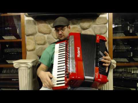 2455 - Red Roland FR 8X RD Digital Piano Accordion 41 120 $4495