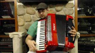 Video thumbnail for 2455 - Red Roland FR 8X RD Digital Piano Accordion 41 120 $4495 by Liberty Bellows