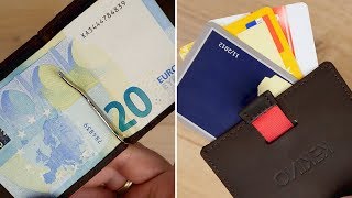 Durchdacht! Slim Wallet "Kekino" // Echtleder, Geldklammer & RFID Schutz // DEUTSCH