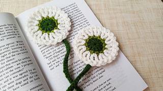 Very beautiful and lovely flower bookmark crochet tutorial | Crochet flower Bookmark