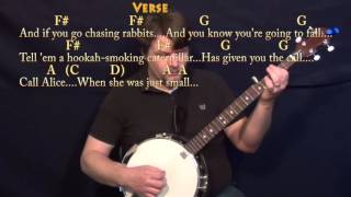 White Rabbit (Jefferson Airplane) Banjo Cover Lesson with Chords/Lyrics