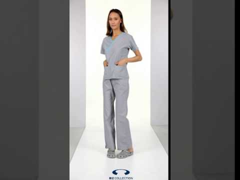Ladies Contrast Crossover Scrubs Top