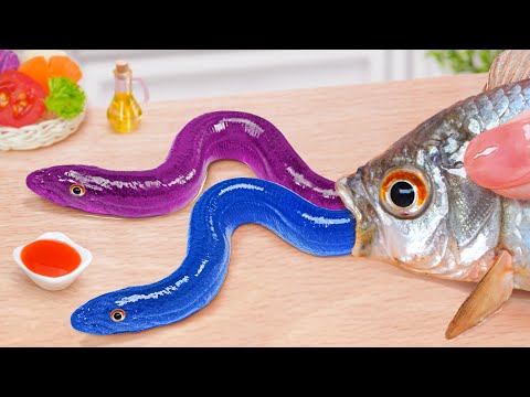 Catch And Cook 🏮 Best Japan Seafood Miniature Grilled Fish Eel Recipe 🐟 Mina Mini Kitchen