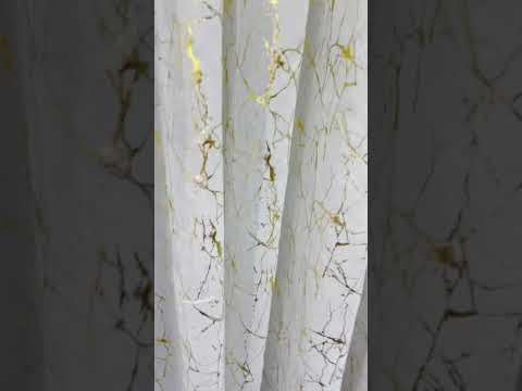 Тюль батист с рисунком готовый на ленте 500 см высота по выбору молочный с золотом (TY38-500) - фото 1 - id-p2701833100