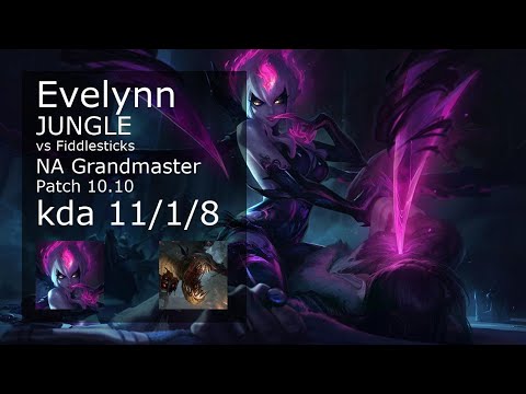 Evelynn Jungle vs Fiddlesticks - NA Grandmaster 11/1/8 Patch 10.10 Gameplay