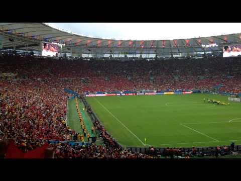 Himno nacional chileno desde el sector español - Chile vs España Brasil 2014 [ESTADIO MARACANÁ]