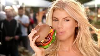 Some might say Carl's Jr. was obsessed with being sexist in their commercials. In this 2015 one, a model walks through a farmer's market naked while items cover specific areas of her body. There was even the punchline, "She's not the only one all-natural," as they introduced their new burger. 