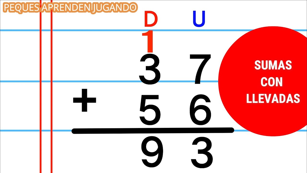Suma con llevadas para niños  Aprende a sumar de manera fácil  Video de Peques Aprenden Jugando