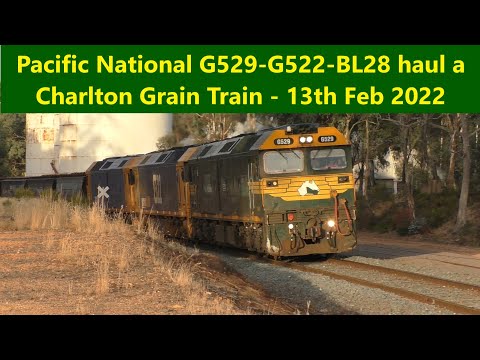 Pacific National G529 G522 BL28 haul a Charlton Grain Train - 13th Feb 2022