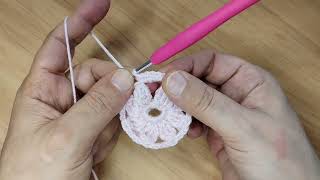 وحده صغيره على شكل ورده crochet flower unit