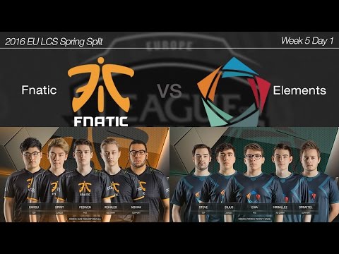 2016 EU LCS Spring Week 5 Day 1 [ Fnatic vs Elements ] 160212