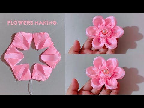 DIY Ribbon Flowers - Super Easy Ribbon Flower Making - How to make ribbon crafts | Crafts | art